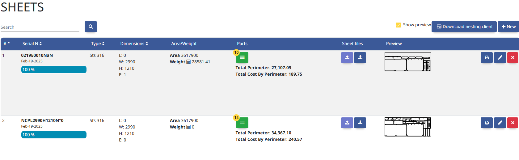 ERP Multi-Sheet Production Nesting