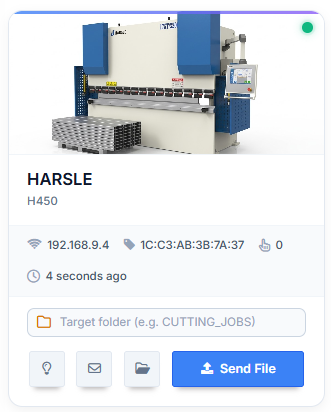 HARSLE H450 CNC Press Brake Gateway Screen