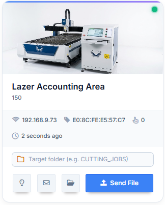 Laser Cutting Area 150 Gateway Screen